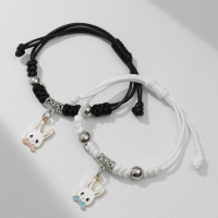 Браслеты &laquo;Неразлучники&raquo; зайчата с бантиками, цвет чёрно-белый, 7 см