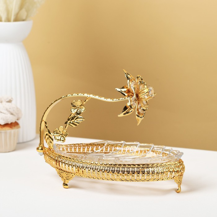 Фруктовница металлическая &laquo;Лист&raquo;, 23&times;12&times;18 см, цвет золотой