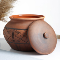 Жаровня Кунгурская керамика &laquo;Орнамент&raquo;, 7 л, с прорезью, молочение, коричневая