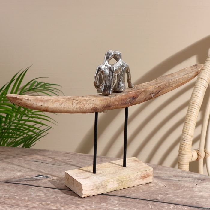 Сувенир "Романтика" алюминий, манговое дерево 46х8х30 см