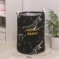 Корзина для белья Доляна &laquo;Мрамор&raquo;, 35&times;45 см, цвет чёрный