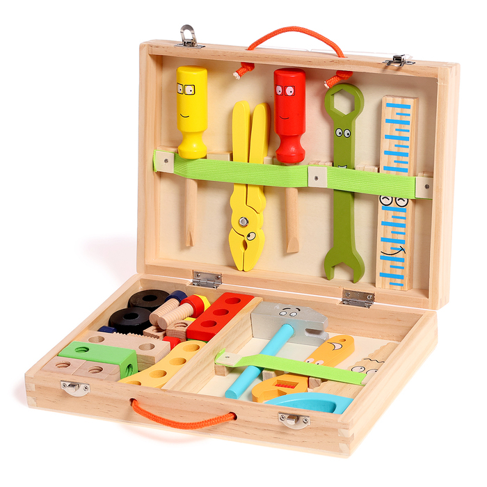 Развивающая игра &laquo;Набор плотника + конструктор в чемоданчике&raquo; 7&times;30&times;23 см, 33 элемента