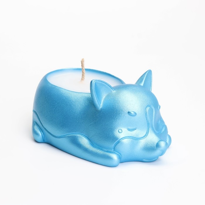Свеча "Корги" в подсвечнике из гипса,8,5х13х7см,голубой