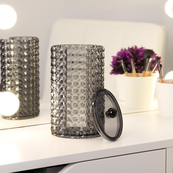 Органайзер для хранения ватных дисков &laquo;Black Secret&raquo;, с крышкой, 18 &times; 10 &times; 7,5 см, цвет чёрный