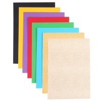 Картон цветной с блёстками, А4, 8 листов, 8 цветов, немелованный, двусторонний, в папке, 250 г/м&sup2;, Маша и Медведь