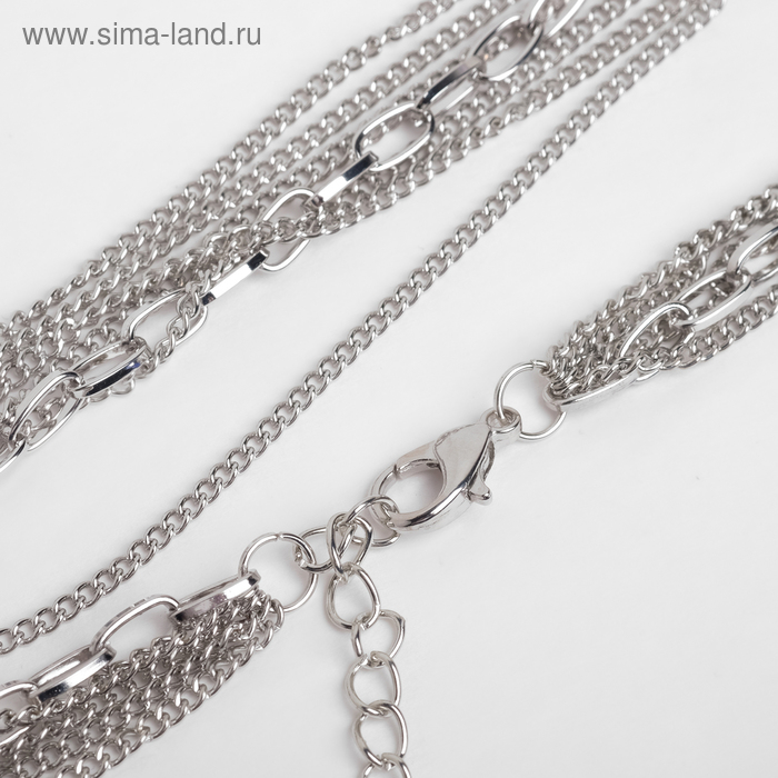 Набор 2 предмета: серьги, бусы &laquo;Унисон&raquo; прямоугольники, цвет серебро, 80 см