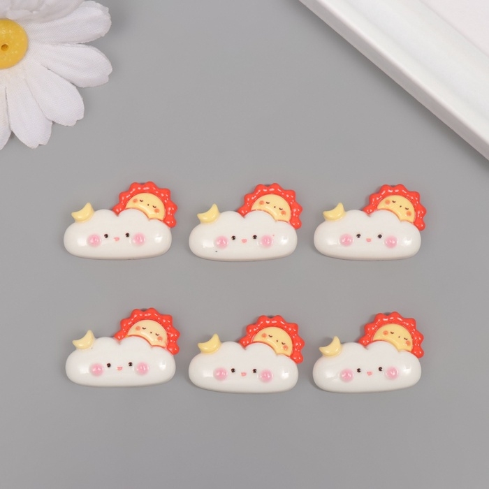 Декор для творчества пластик "Солнце и облако" набор 6 ш 1,5х2,7х0,8 см