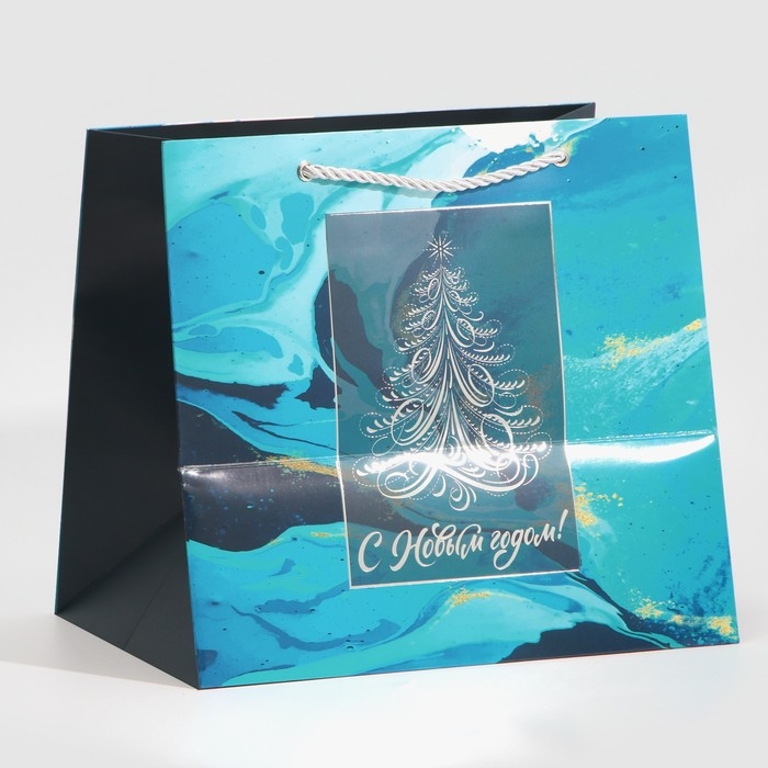 Пакет подарочный новогодний ламинированный &laquo;Мрамор&raquo;, 25 х 23 х 18 см, Новый год