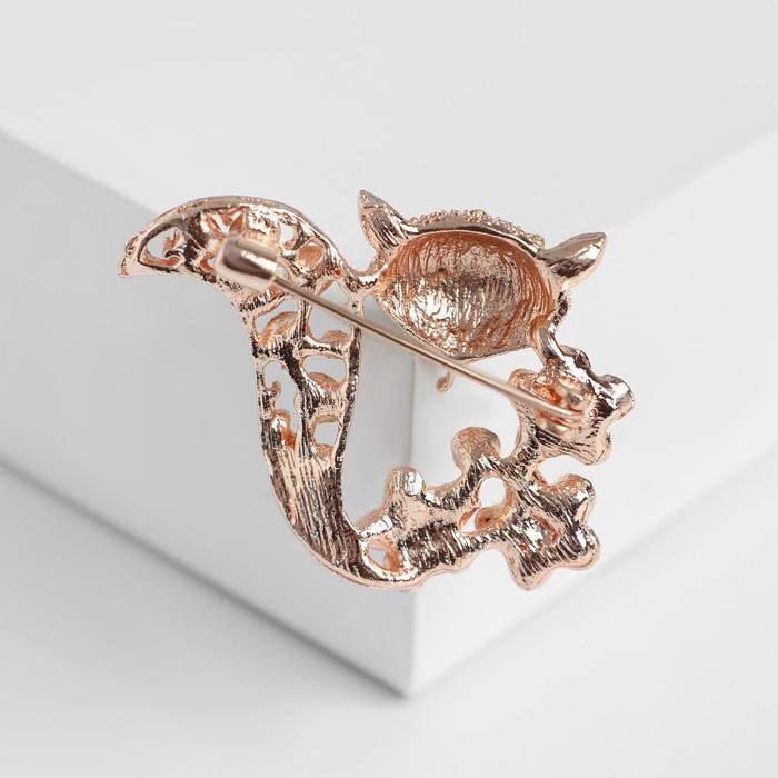 Брошь &laquo;Лиса&raquo; в цветах, цвет белый в золоте