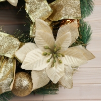 Венок новогодний d-30 см "Фестиваль блеска" цветы банты