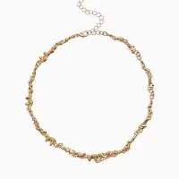 Колье "Мятое" тонкое, цвет золото 35см+ удл