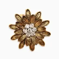 Кольцо для платка "Цветок Хризантема", цвет белый в чернёном золоте