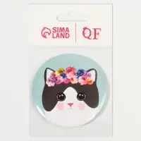 Зеркало карманное &laquo;Кошки&raquo;, d=7 см, голубое