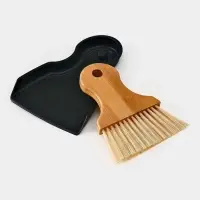 Щетка с совком "Meli", бамбуковая ручка, цвет черный 18х14 см