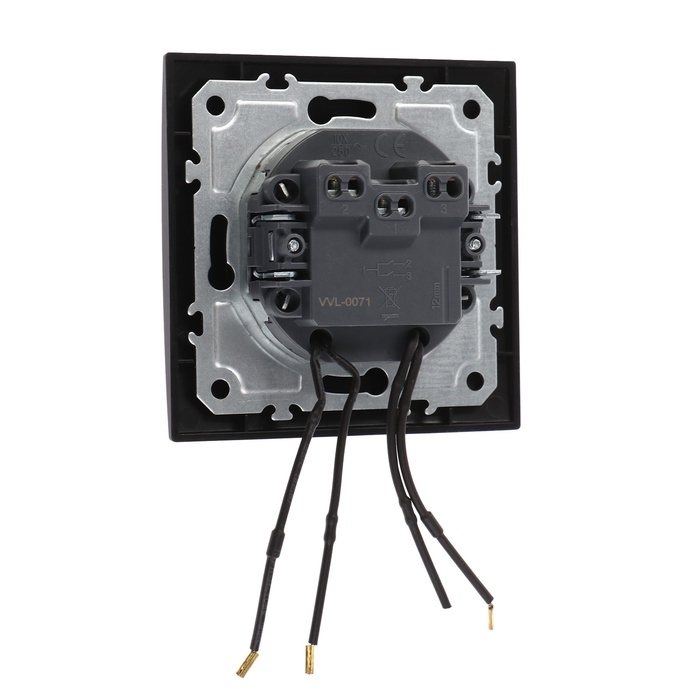 Выключатель TOT Elegant, 10 А, 2 кл., с подсветкой, скрытый, черный