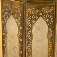 Подсвечник фонарь "Золотое кружево" железо 25х25х43,5 см