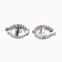 Зажим для кардигана "Ажур", глазки, цвет белый в серебре