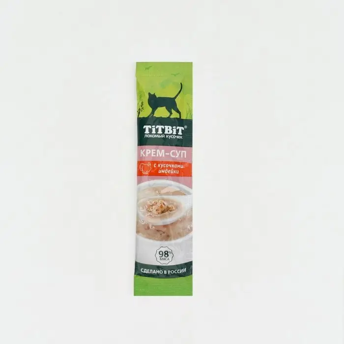 Лакомство крем-суп TitBit для кошек с кусочками индейки, 10 г