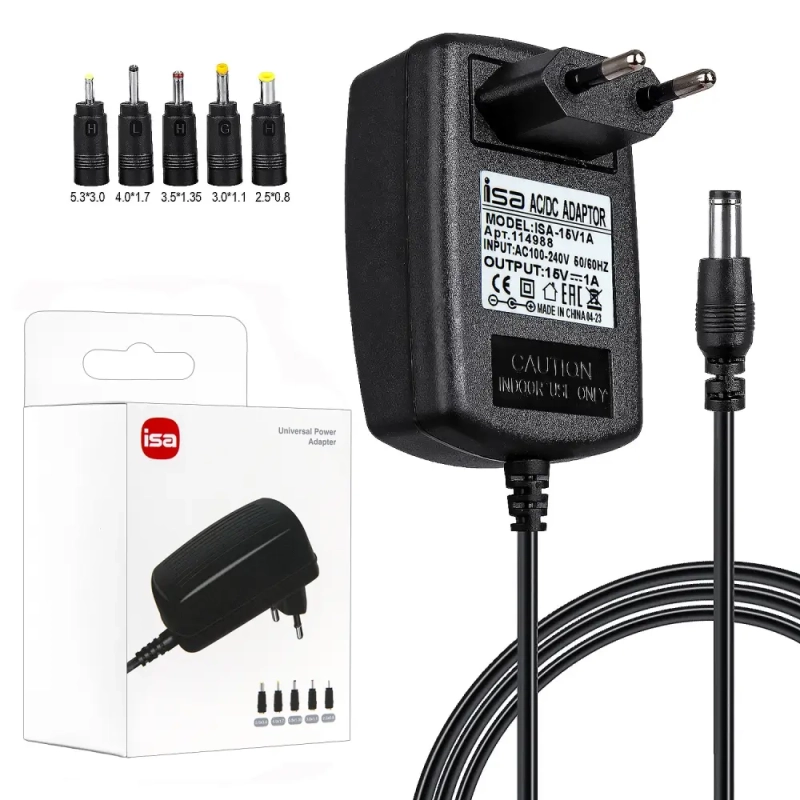 Блок питания 15V 1A с адаптерами ISA