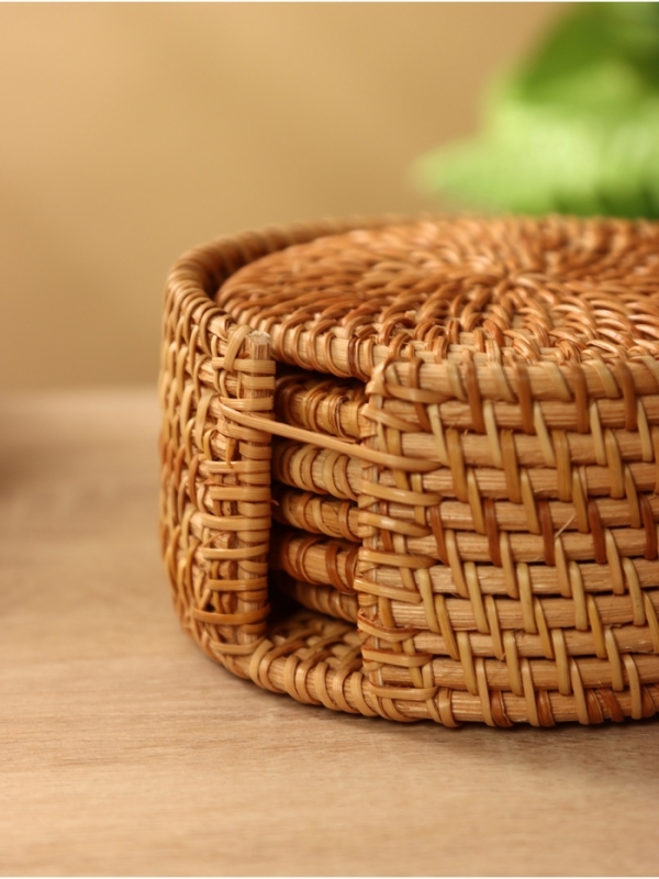 Подставка под горячее 10 см, ротанг (набор 6 шт)