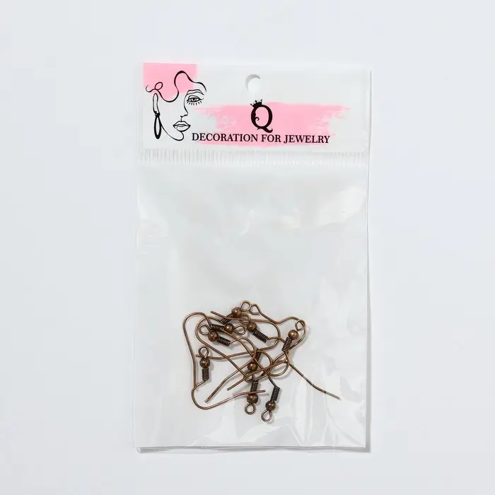 Швензы для сережек-крючки с бусиной (набор 5 пар), цвет чернёная медь