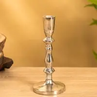 Подсвечник "Зима" 7,5х7,5х17 см, алюминий, цв. серебро