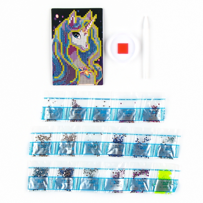 Алмазная мозаика для детей со светящимися стразами &laquo;Сказочный единорог&raquo;, 10 х 15 см, набор для творчества