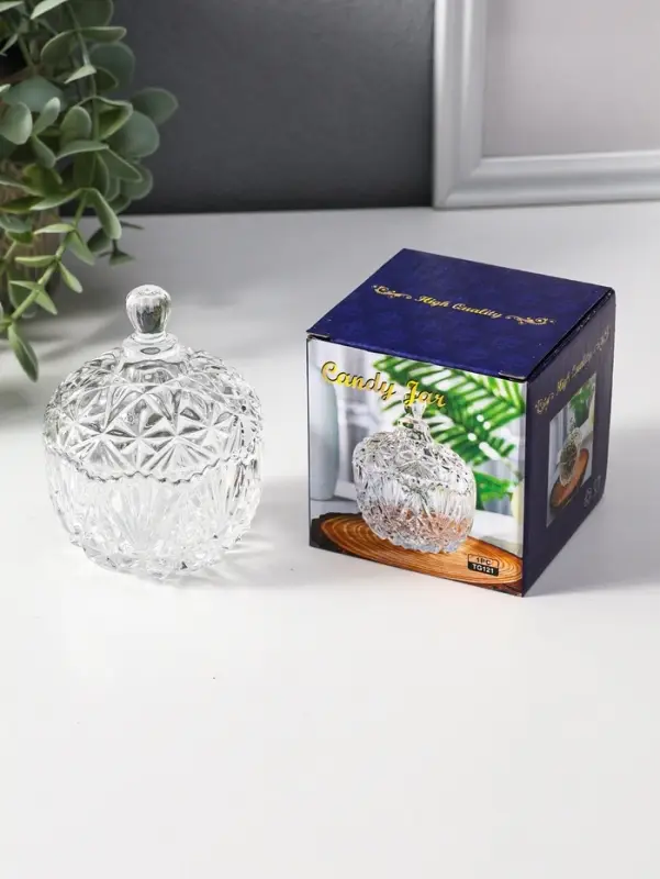 Шкатулка стекло "Вспышка" прозрачная 6,8х6,8х9 см