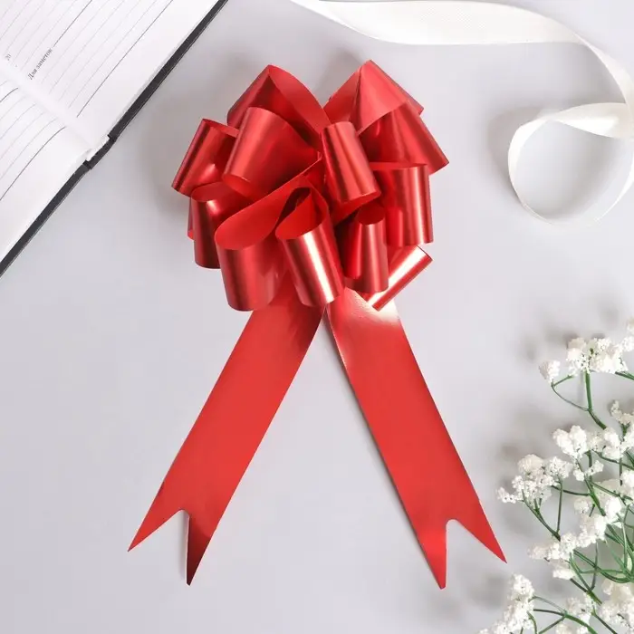 Бант - шар №3 металлик, красный