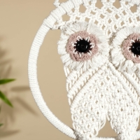 Ловец снов "Сова" 22х80 см. светлый глаз