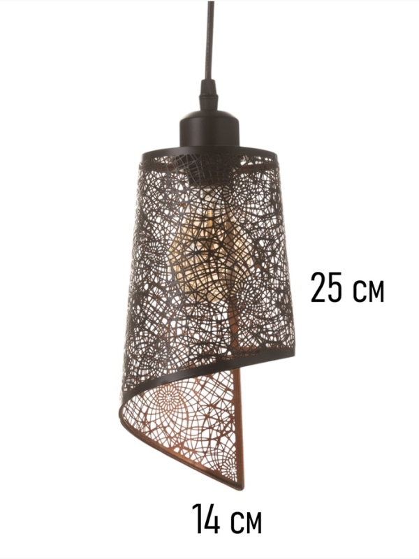 Светильник "Манчестер" (Вышивка) 1х40Вт Е27 черный 12,5х12,5х24+100см