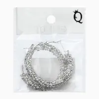 Серьги-кольца со стразами &laquo;Россыпь&raquo;, d=4.5 см, белые в серебре