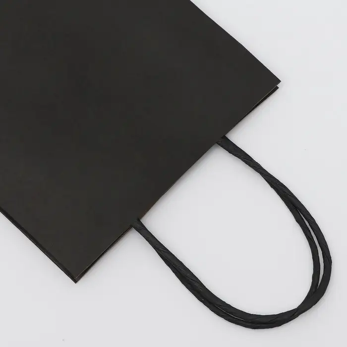 Пакет крафт черный, круглая ручка, 15&times;21&times;8 см, 120 г