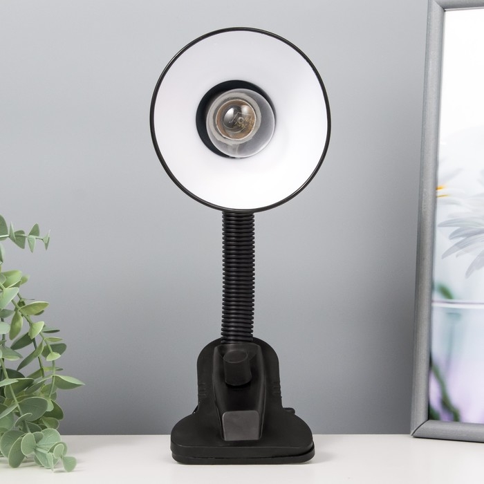 Лампа настольная Е27, светорегулятор, на зажиме (220В) черная (108А) RISALUX