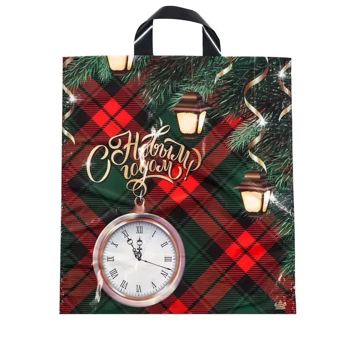 Пакет &laquo;Часы с фонариками&raquo;, полиэтиленовый с петлевой ручкой, 42&times;38 см