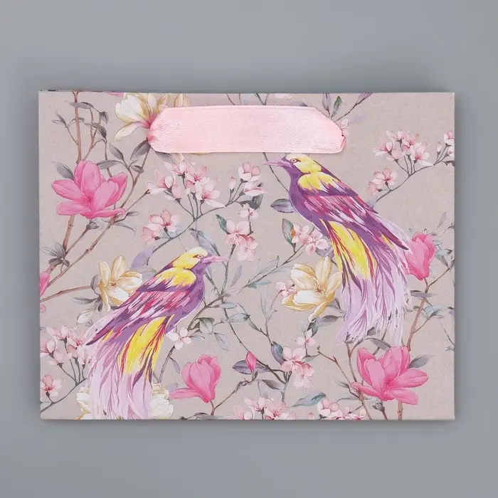 Пакет подарочный крафтовый, упаковка, &laquo;Птицы&raquo;, S 15 х 12 х 5.5 см