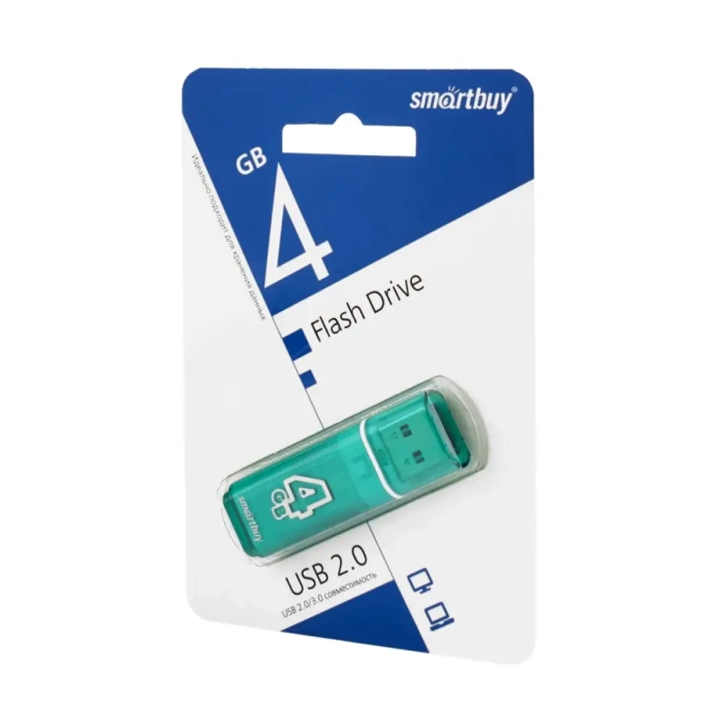 USB накопитель 4 GB Smart Buy Glossy series Green