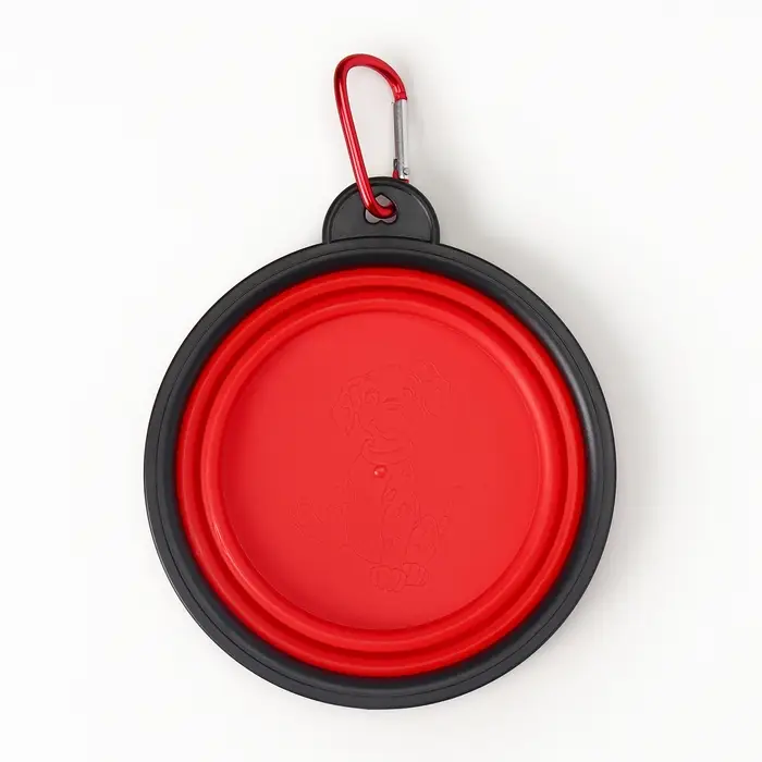 Миска силиконовая, складная, 350 мл, 13 см, красная