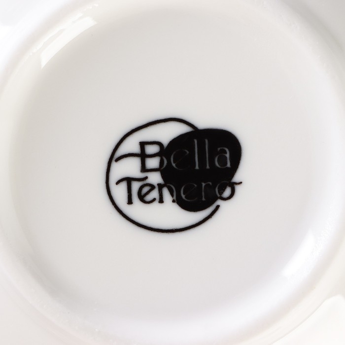 Супница фарфоровая с ложкой на бамбуковой подставке BellaTenero, 450 мл, 15&times;11,5&times;7,5 см, цвет белый