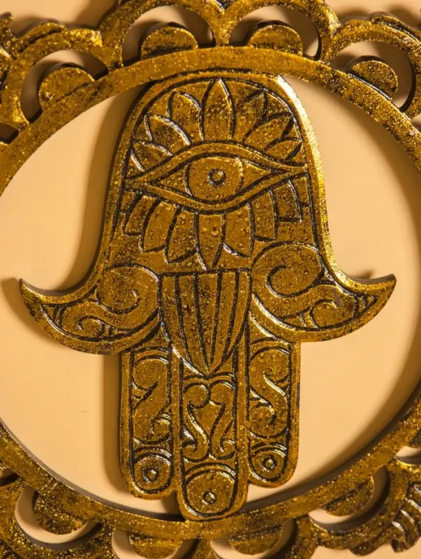 Панно "Хамса" МДФ, 40х40х1 см, цв. золото/чёрный