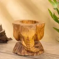 Подставка под бутылки &laquo;Голова слона&raquo;, 15&times;15&times;17 см, дерево Пиннис, коричневая