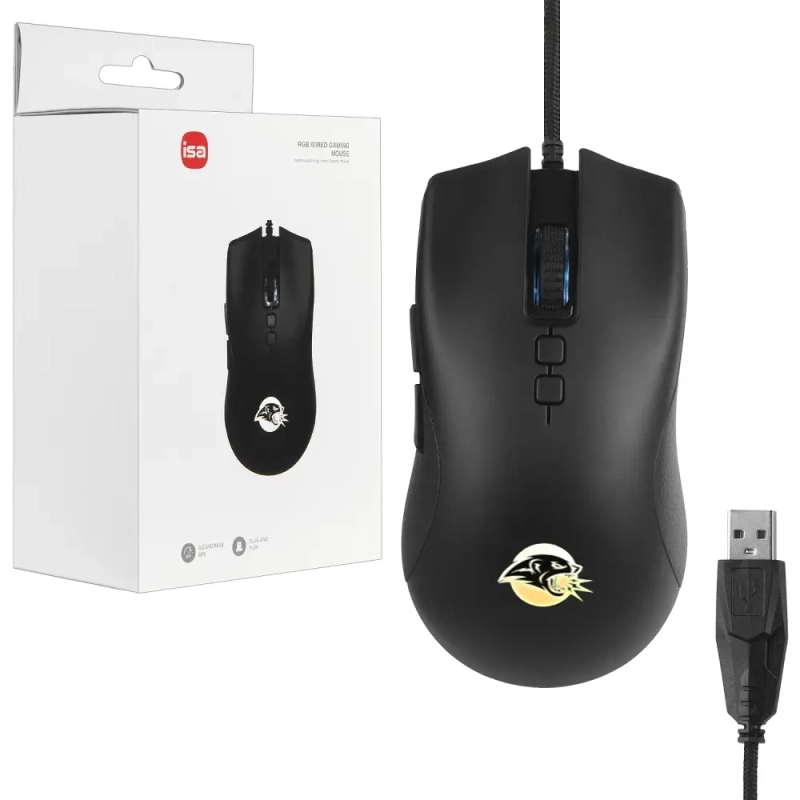 Мышь игровая проводная с подсветкой GM-4 ISA черная