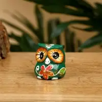 Набор сувенирный "Совята" дерево H 4, 3, 2 см, цв. зелёный