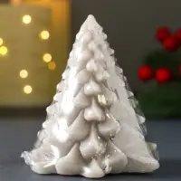 Свеча "Ель пушистая" 80х80х90 мм, серебро