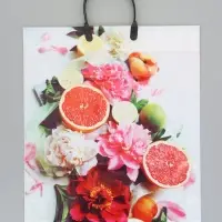 Пакет "Летний цитрус", полиэтиленовый с пластиковой ручкой, 38 х 45 + 3 см, 90 мкм