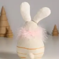 Сувенир керамика, текстиль "Зайчик с пухом, круглый" 7,4х7,4х15,5 см