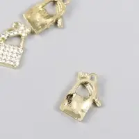 Декор для творчества металл, стразы "Замочек с ключиком" МИКС 1,5х1,9 см