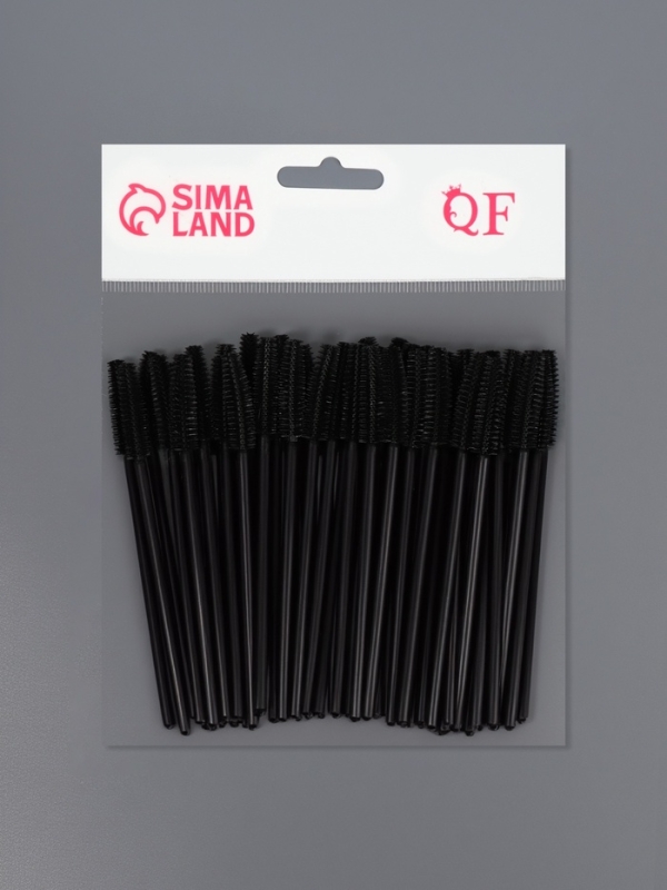 Щёточки для бровей и ресниц, силиконовые, набор - 50 шт, 10,5 см, цвет чёрный