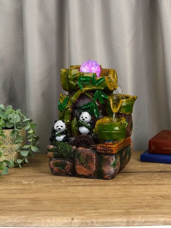 Фонтан "Панды на мельнице" 25х15х16 см (с подсветкой)