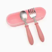 Набор детских столовых приборов в футляре: вилка, ложка Крошка Я розовый